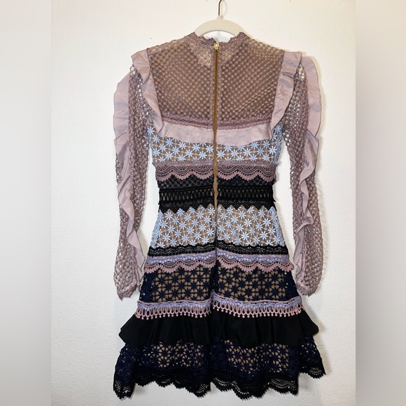 Self-Portrait Bellis Lace Trim Dress With Frilled Sleeves - Picture 13 of 16